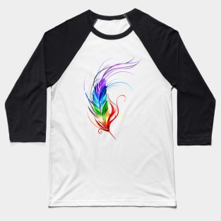 Rainbow Feather on White Background Baseball T-Shirt